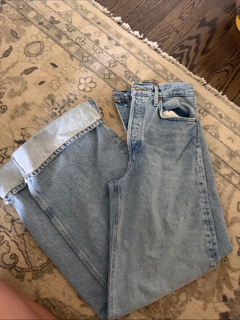 Agolde Dame High-Rise Wide Leg Jeans - Light Wash Blue - Picture 3 of 3
